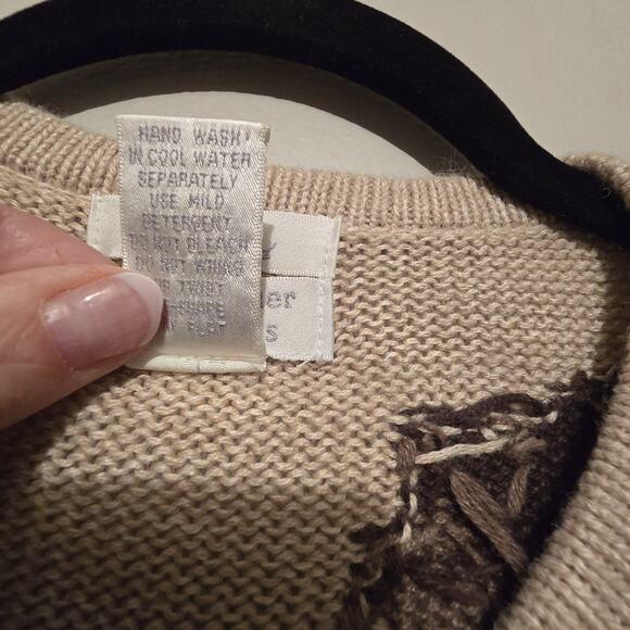 Vintage 90s Christopher Banks Bear Tree Knit Cardigan Sweater Womens LG Cabin - Picture 7 of 11